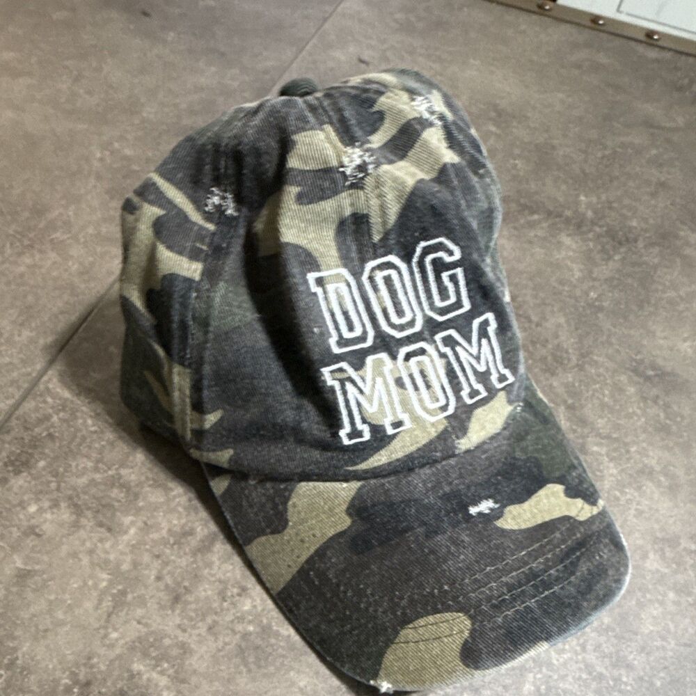 David & Young "Dog Mom" Embroidered Camo Adjustable Cotton Canvas Cap